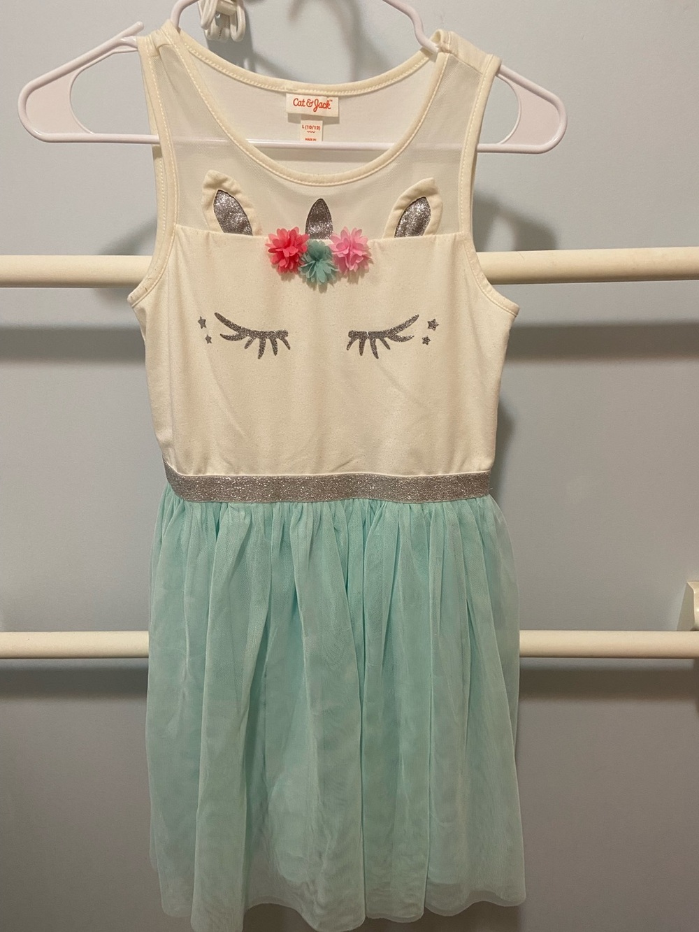 Adorable Cat & Jack Cream Top Mint Tulle Unicorn Dress